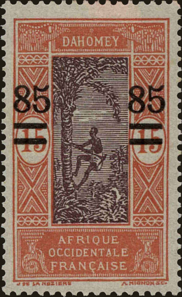 Front view of Dahomey 89 collectors stamp