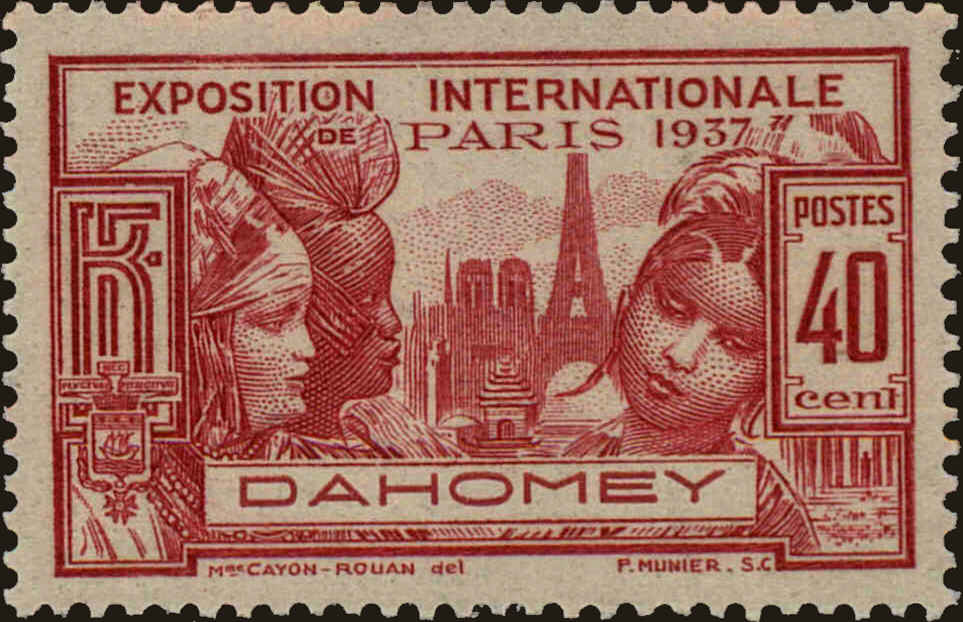 Front view of Dahomey 103 collectors stamp
