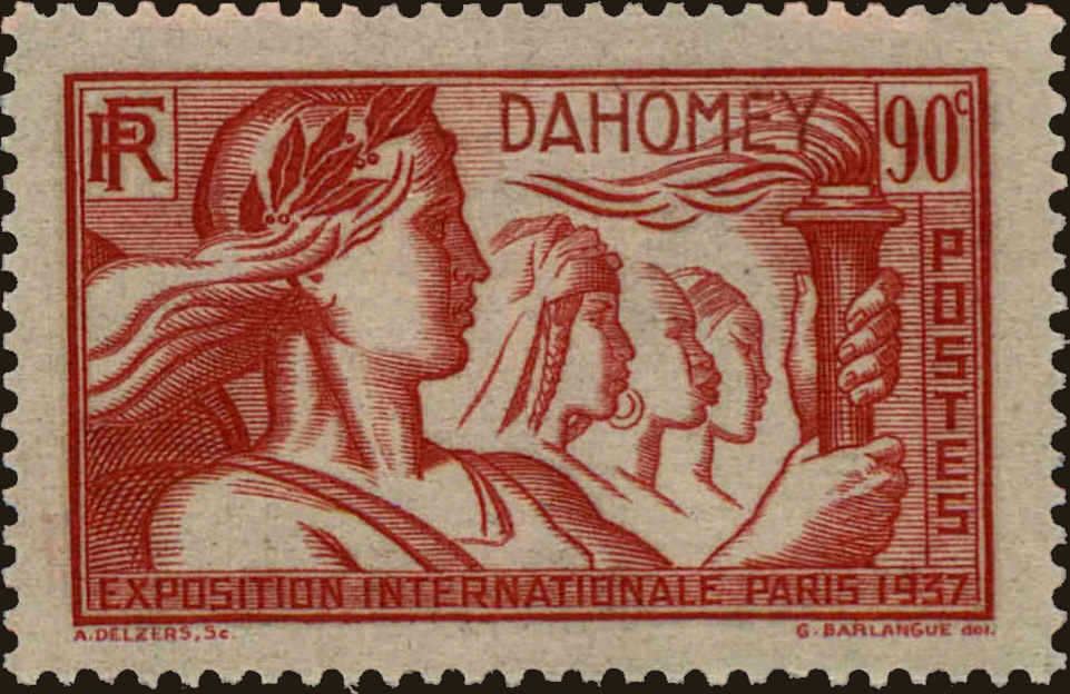 Front view of Dahomey 105 collectors stamp