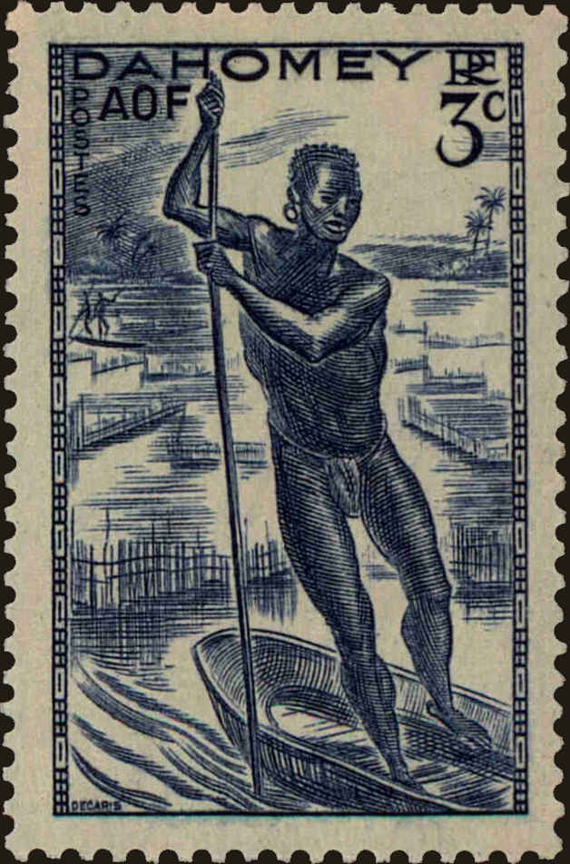 Front view of Dahomey 114 collectors stamp