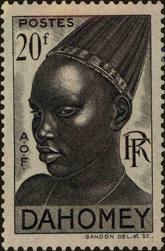 Front view of Dahomey 134 collectors stamp
