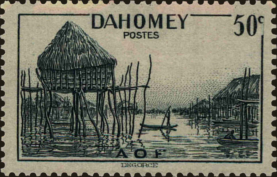 Front view of Dahomey 136A collectors stamp