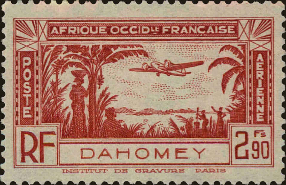 Front view of Dahomey C2 collectors stamp