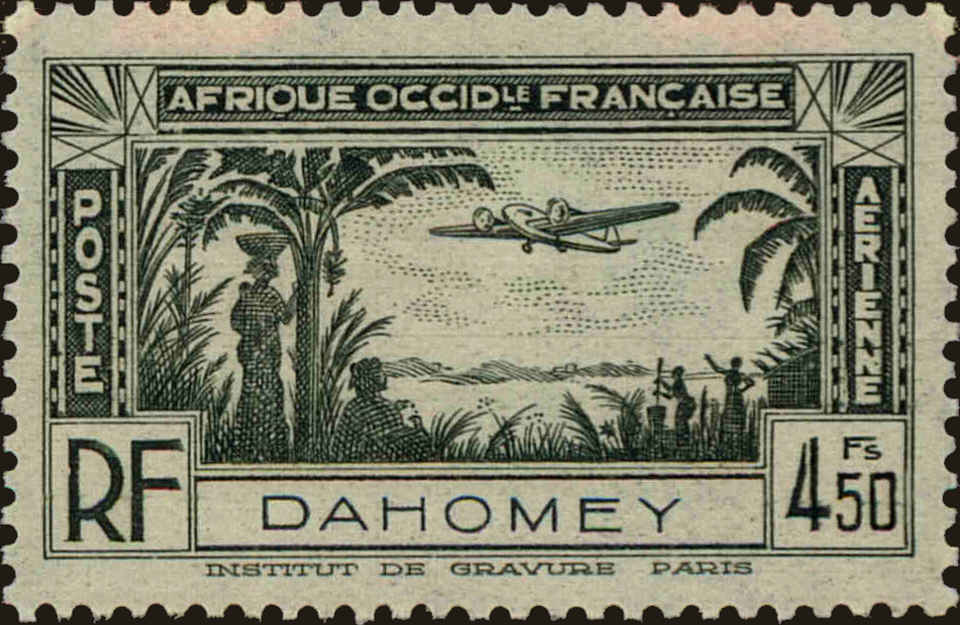 Front view of Dahomey C3 collectors stamp