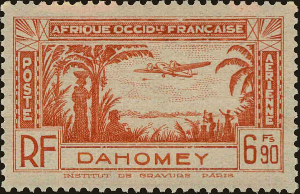 Front view of Dahomey C5 collectors stamp