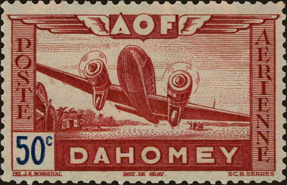 Front view of Dahomey C6 collectors stamp