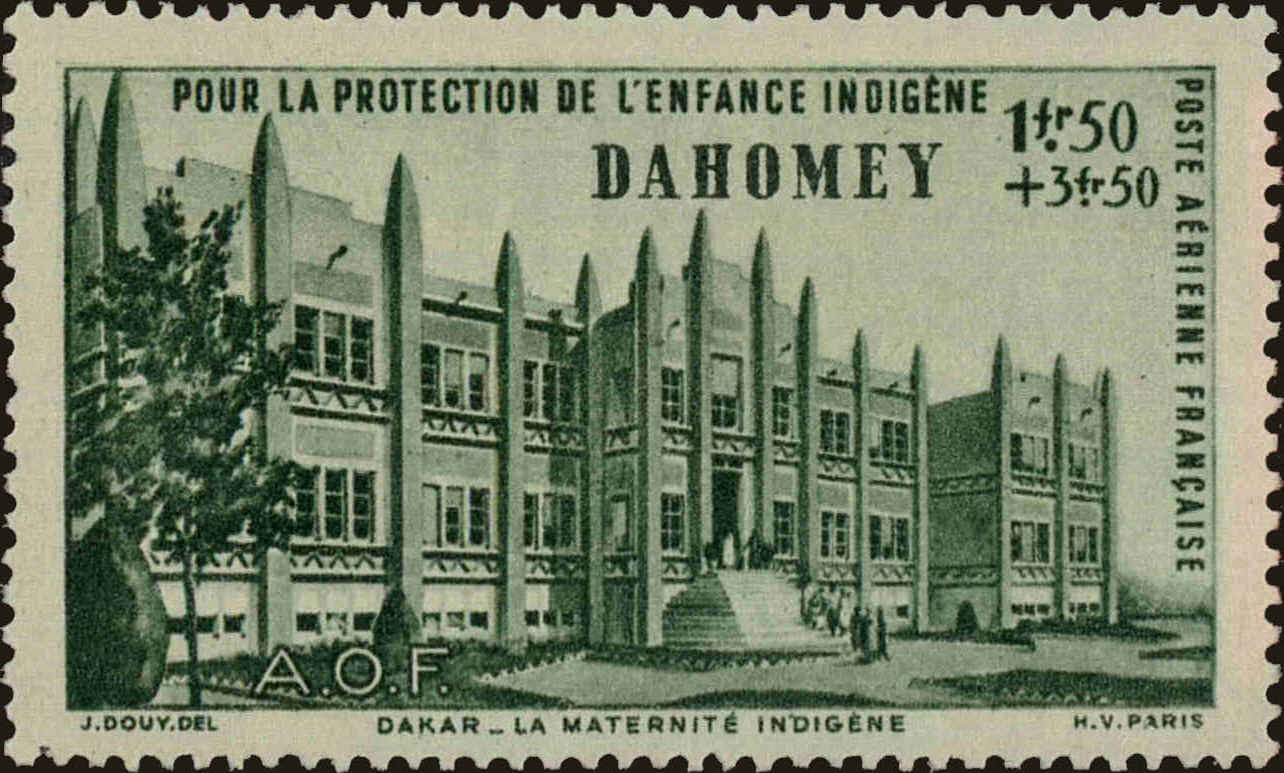 Front view of Dahomey CB1 collectors stamp