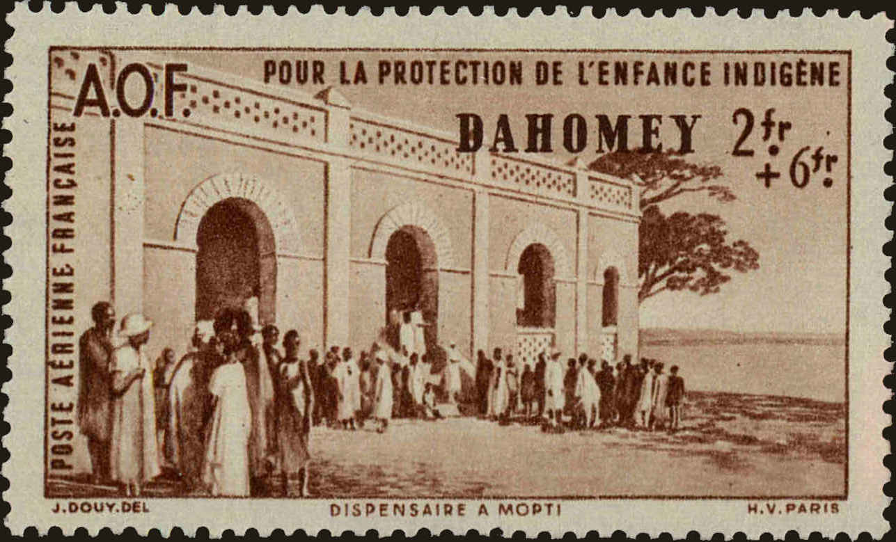 Front view of Dahomey CB2 collectors stamp