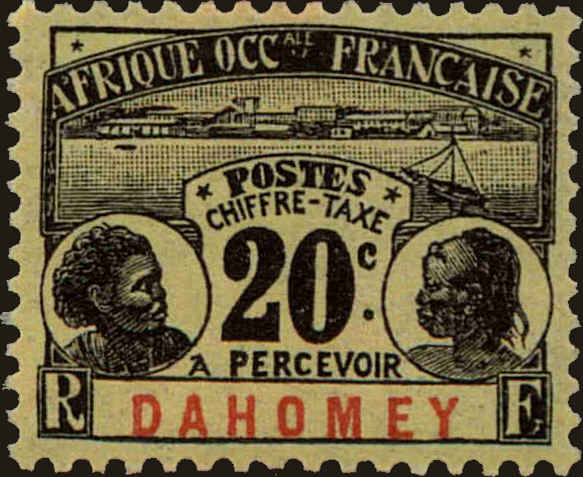 Front view of Dahomey J4 collectors stamp