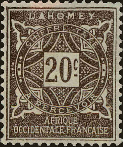 Front view of Dahomey J12 collectors stamp