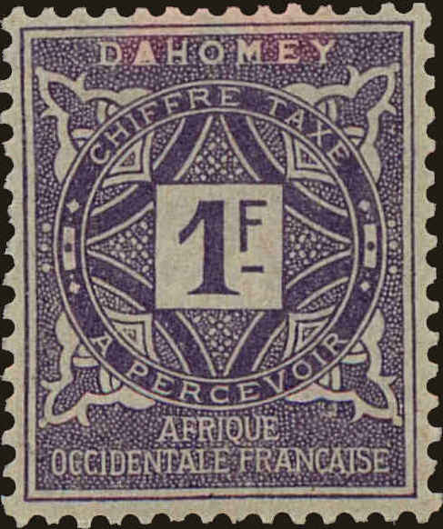 Front view of Dahomey J16 collectors stamp