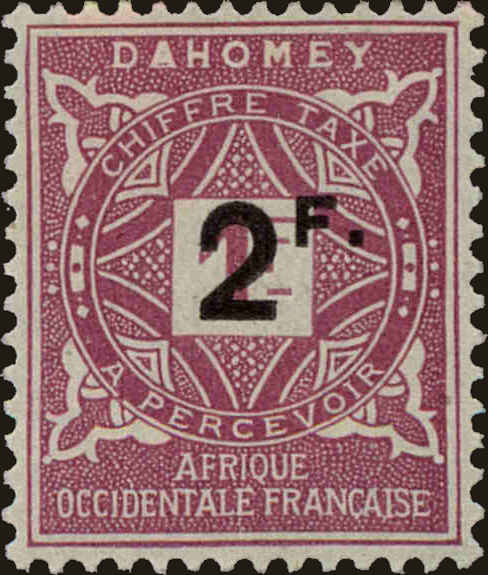 Front view of Dahomey J17 collectors stamp