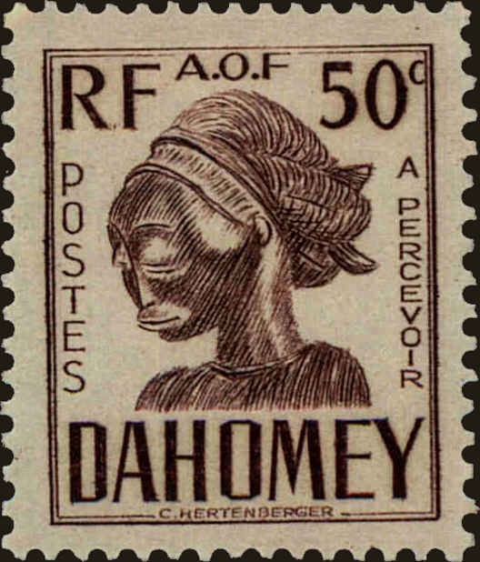 Front view of Dahomey J24 collectors stamp