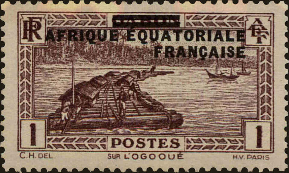 Front view of French Equatorial Africa 1 collectors stamp