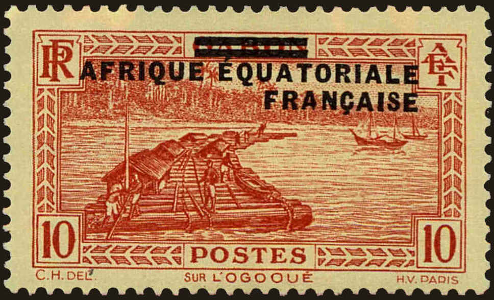 Front view of French Equatorial Africa 5 collectors stamp