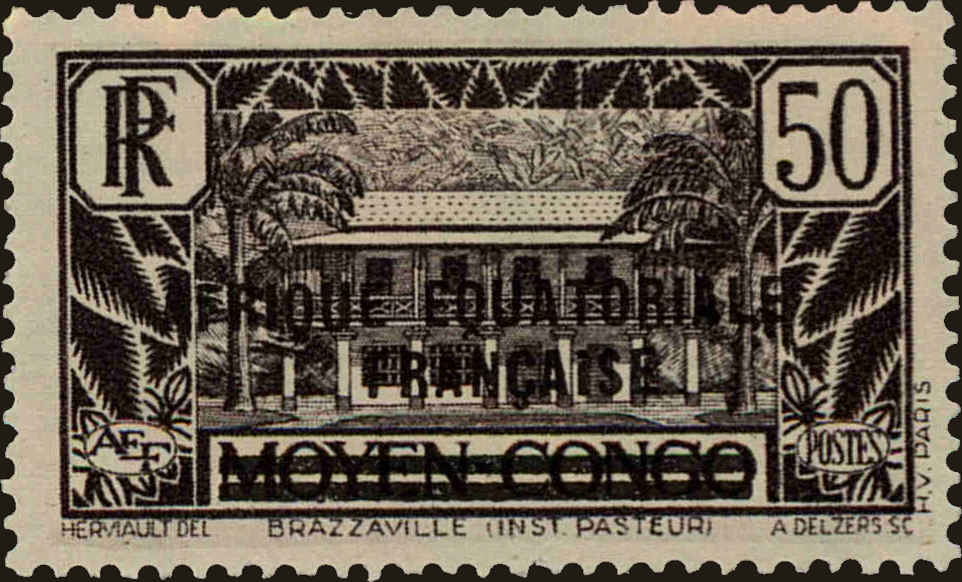 Front view of French Equatorial Africa 20 collectors stamp