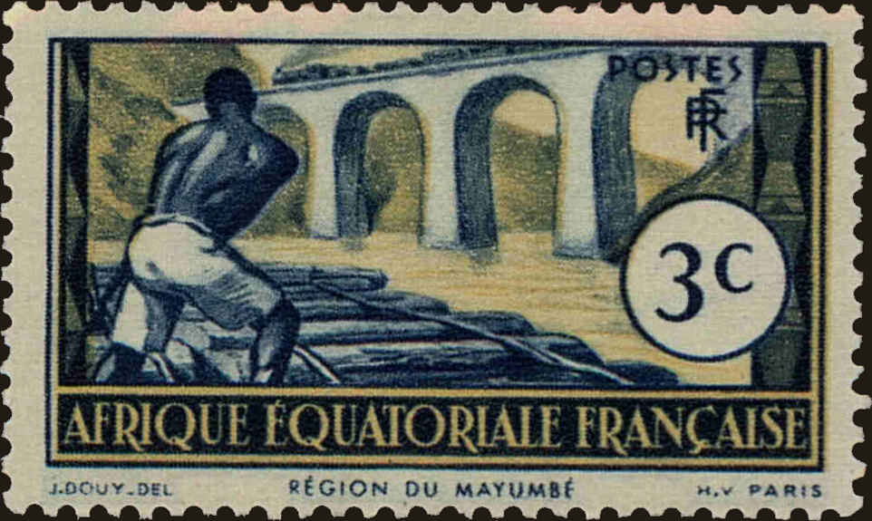Front view of French Equatorial Africa 35 collectors stamp