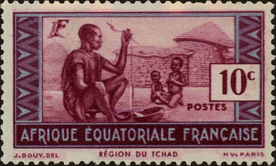 Front view of French Equatorial Africa 38 collectors stamp