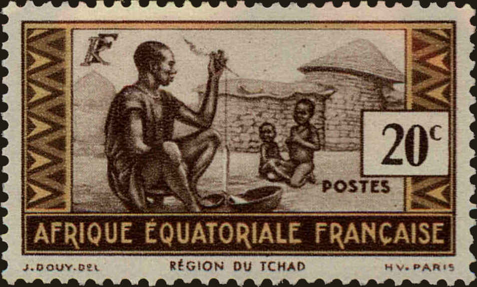 Front view of French Equatorial Africa 40 collectors stamp
