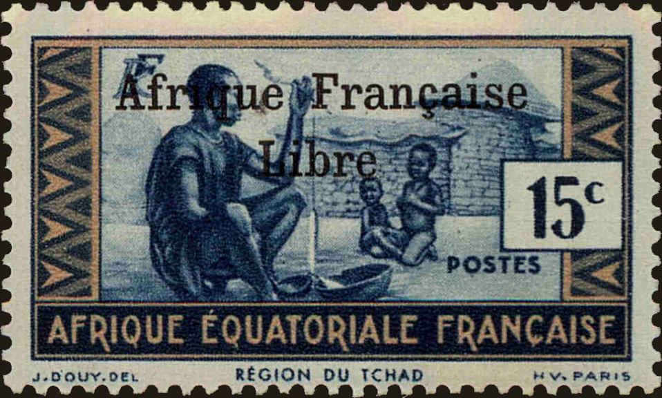 Front view of French Equatorial Africa 138 collectors stamp