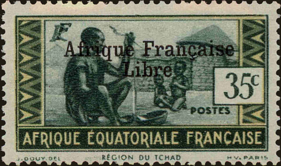 Front view of French Equatorial Africa 141 collectors stamp