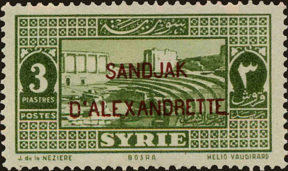 Front view of Alexandretta 6 collectors stamp