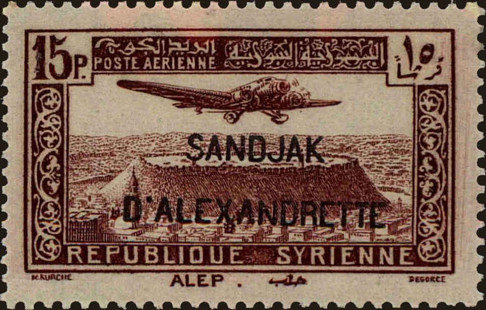 Front view of Alexandretta C7 collectors stamp