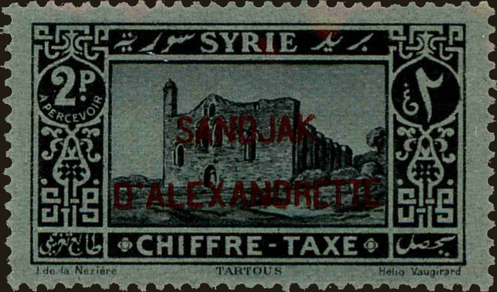 Front view of Alexandretta J3 collectors stamp