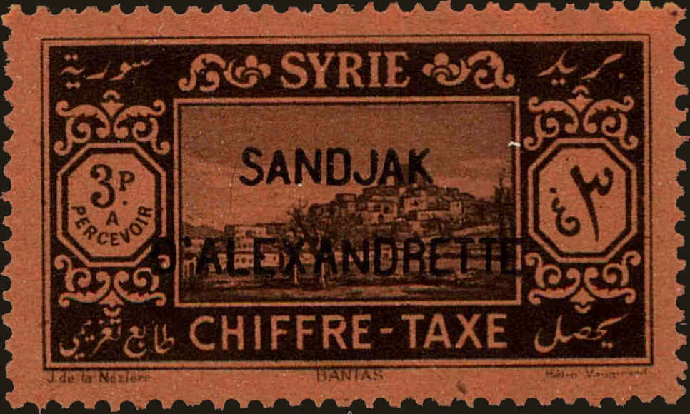 Front view of Alexandretta J4 collectors stamp