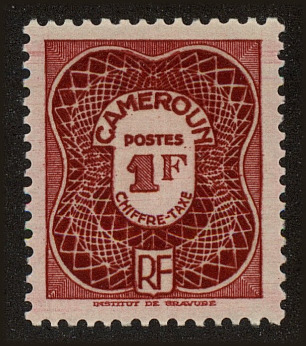 Front view of Cameroun (French) J27 collectors stamp