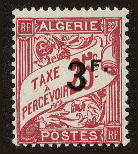 Front view of Algeria J20 collectors stamp