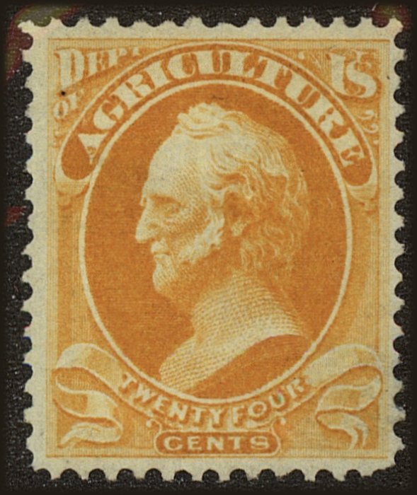 Front view of United States O8 collectors stamp