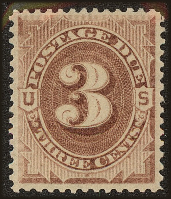 Front view of United States J3 collectors stamp