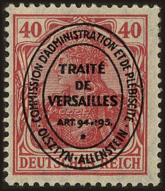 Front view of Allenstein 21 collectors stamp
