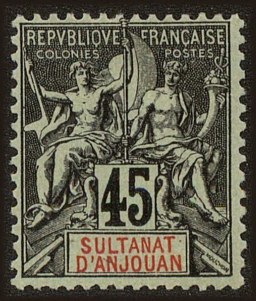 Front view of Anjouan 15 collectors stamp