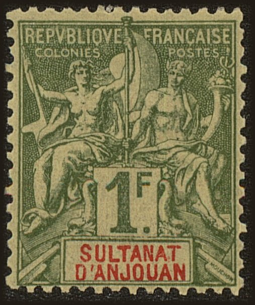 Front view of Anjouan 19 collectors stamp