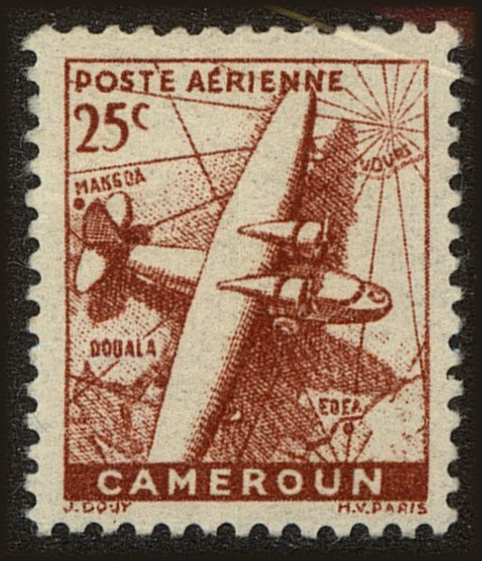 Front view of Cameroun (French) C7A collectors stamp