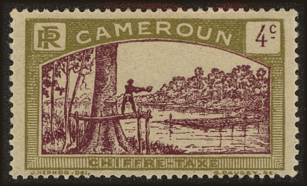 Front view of Cameroun (French) J2 collectors stamp