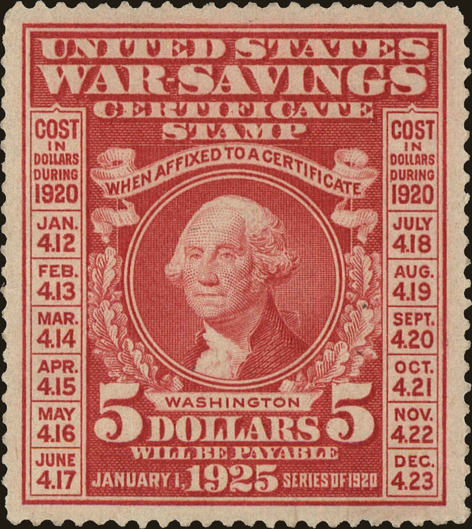 Front view of United States WS5 collectors stamp