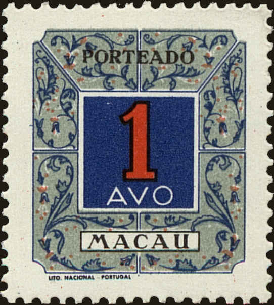 Front view of Macao J53 collectors stamp