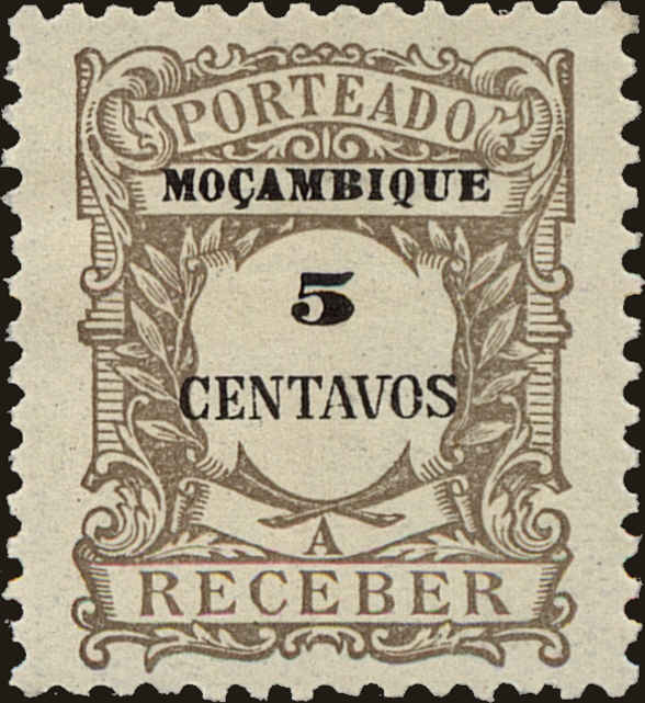 Front view of Mozambique J38 collectors stamp