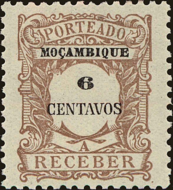 Front view of Mozambique J39 collectors stamp