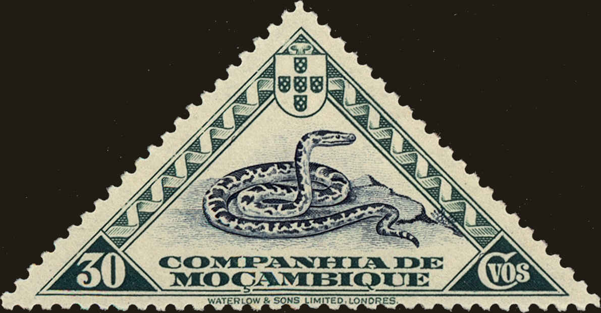 Front view of Mozambique Company 180 collectors stamp