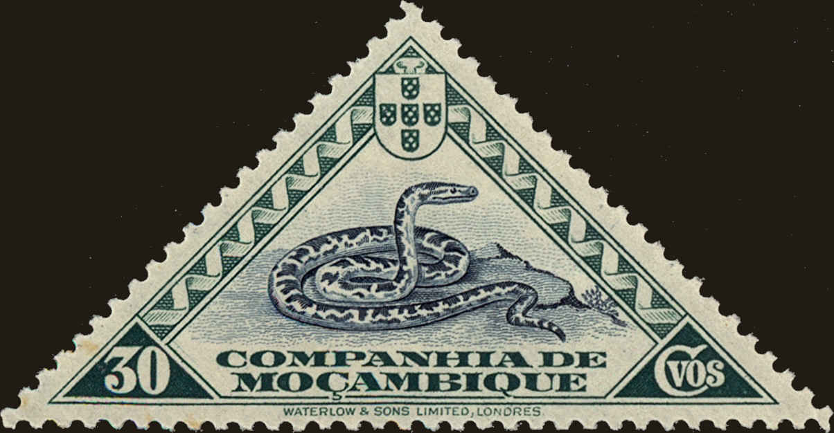 Front view of Mozambique Company 180 collectors stamp