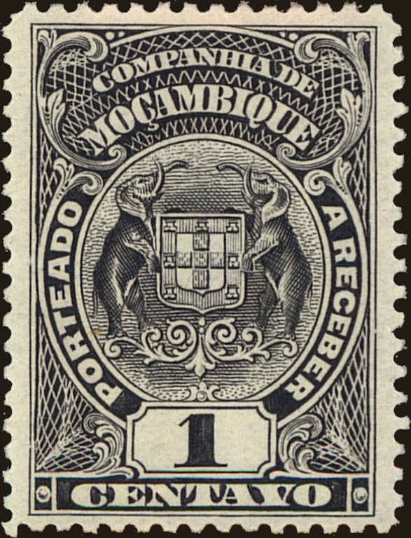 Front view of Mozambique Company J32 collectors stamp