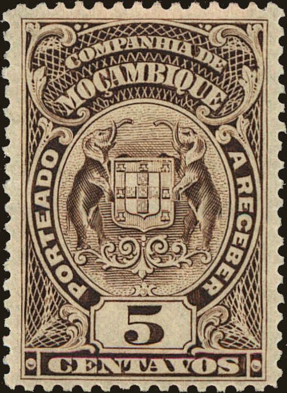 Front view of Mozambique Company J35 collectors stamp