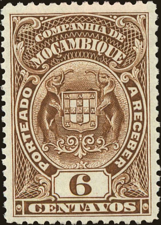 Front view of Mozambique Company J36 collectors stamp