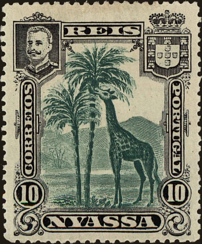 Front view of Nyassa 28 collectors stamp