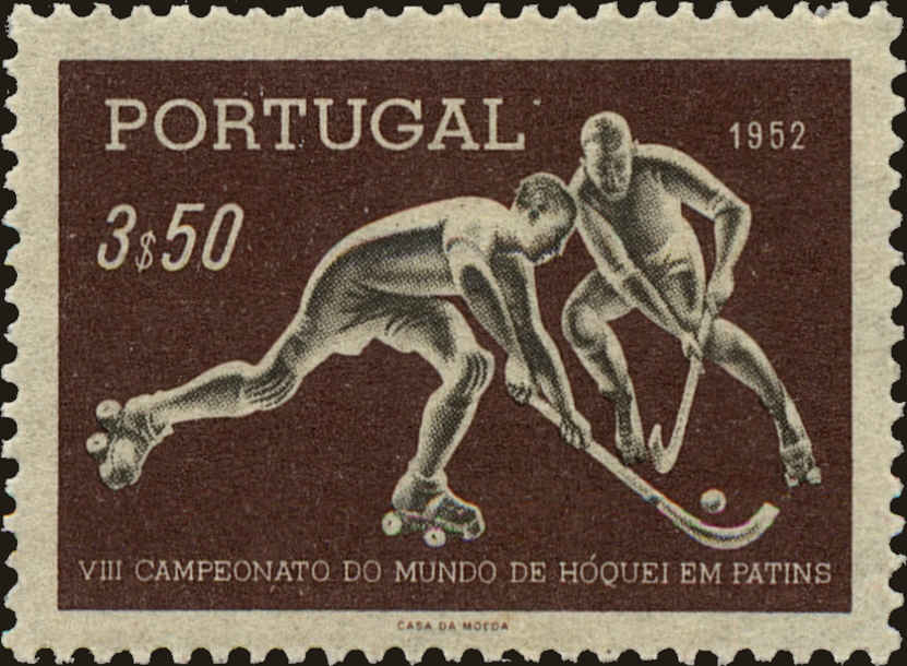 Front view of Portugal 750 collectors stamp