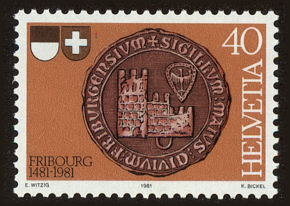 Front view of Switzerland 701 collectors stamp